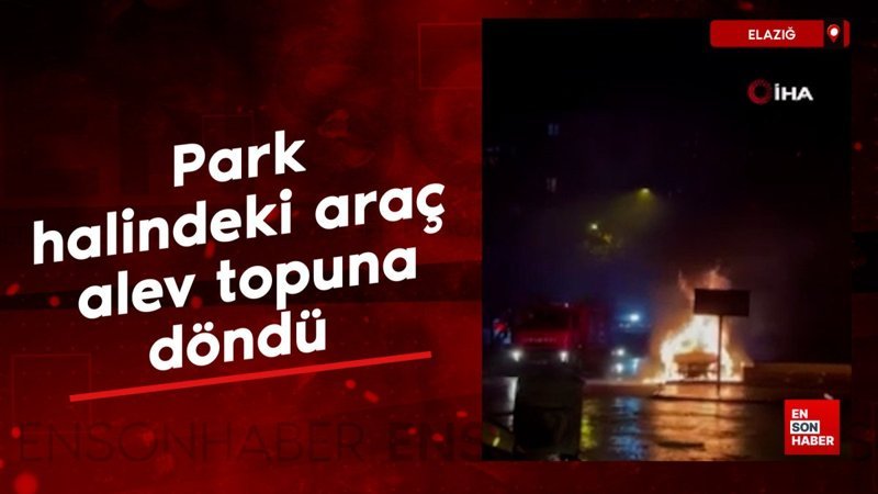 Elazığ’da park halindeki araç alev topuna döndü