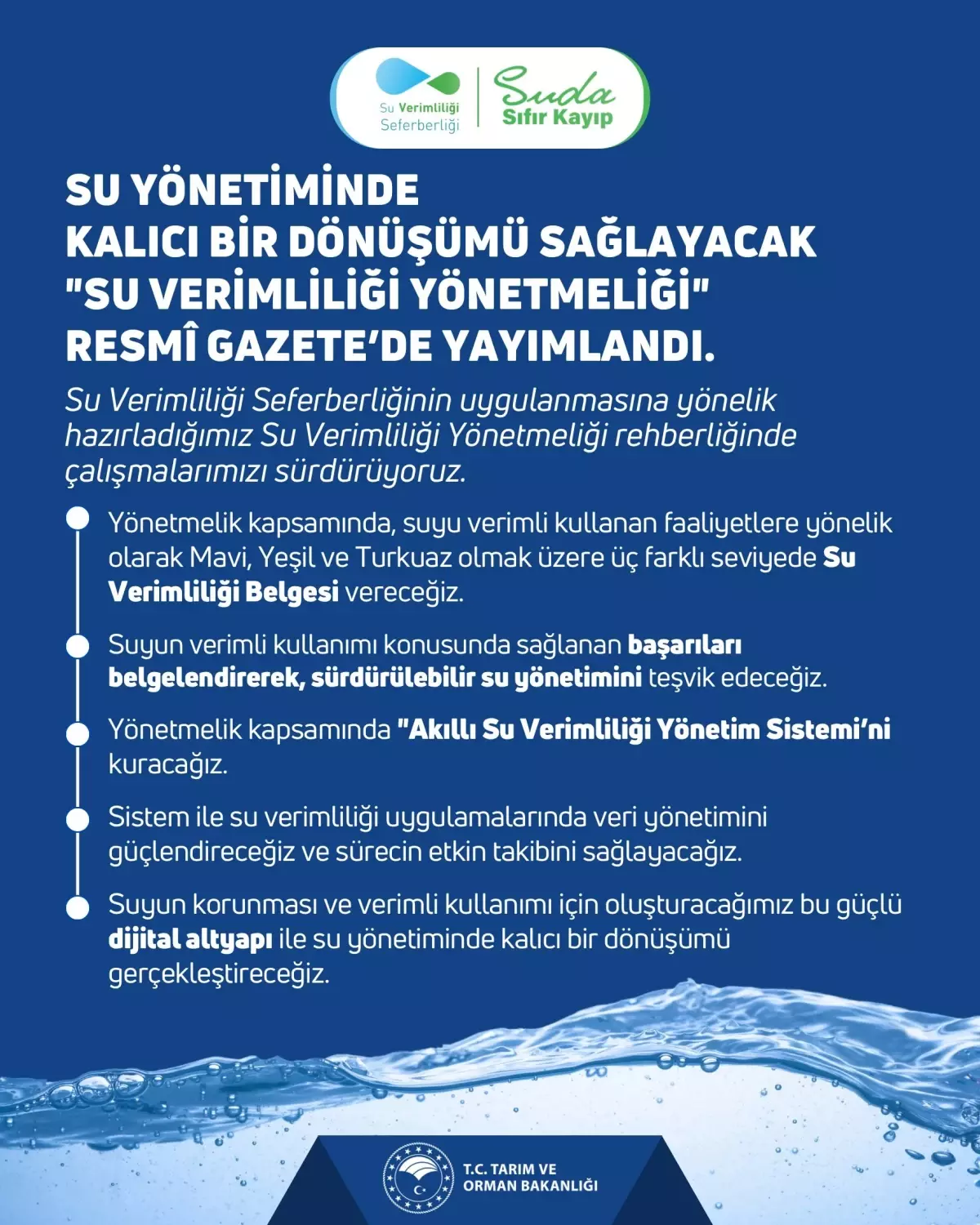 Su Verimliliği Yönetmeliği Resmi Gazete’de Yayımlandı